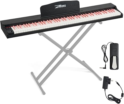 Miniatura 9 de ZHRUNS Piano digital de 88 teclas de madera con martillo pesado, teclado ponderado de tamaño completo, piano eléctrico para principiantes, soporte