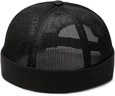 Summer Men Women Brimless Beanie Caps Adjustable Vintage Style Hat Cap Hip-hop Hat Casual Fashion Outdoor Breathable Mesh Hat Black