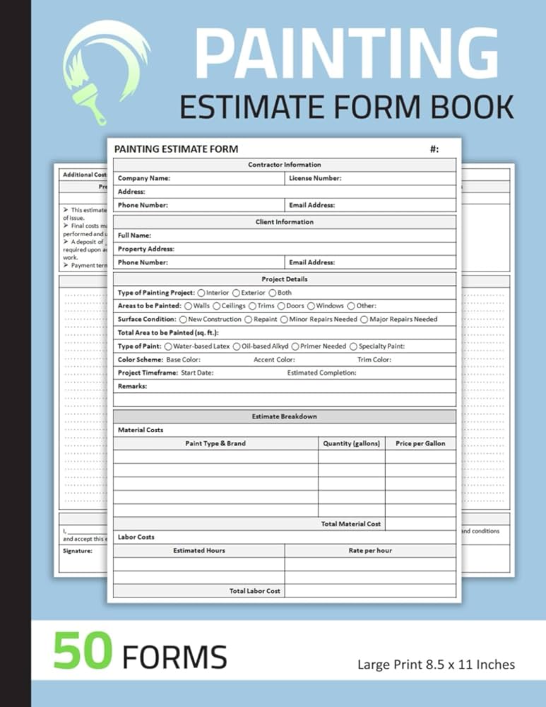 painting-estimate-form-book-painter-estimating-sheets-painting-contractor-proposal-forms-100-pages-50-forms-publishing-lhbri-ha-amazon-com-books