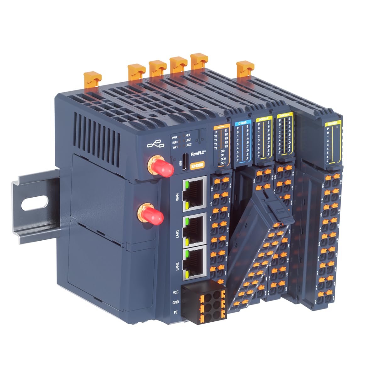 EM300 Controller di Calcolo Industriale Edge con RS485, DI DO Espandibile, 16 interfacce I/O, Uscita a Relè di Corrente, Comunicazione 4G WIFI Ethernet (EM300(4RS485+2DI+2DO))