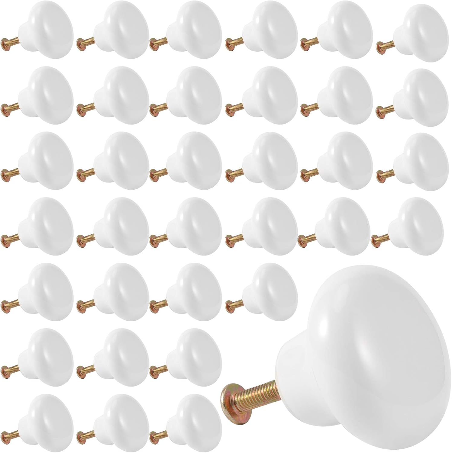 KEILEOHO 35 PCS Ceramic Knobs, Vintage White Drawer Knobs with
