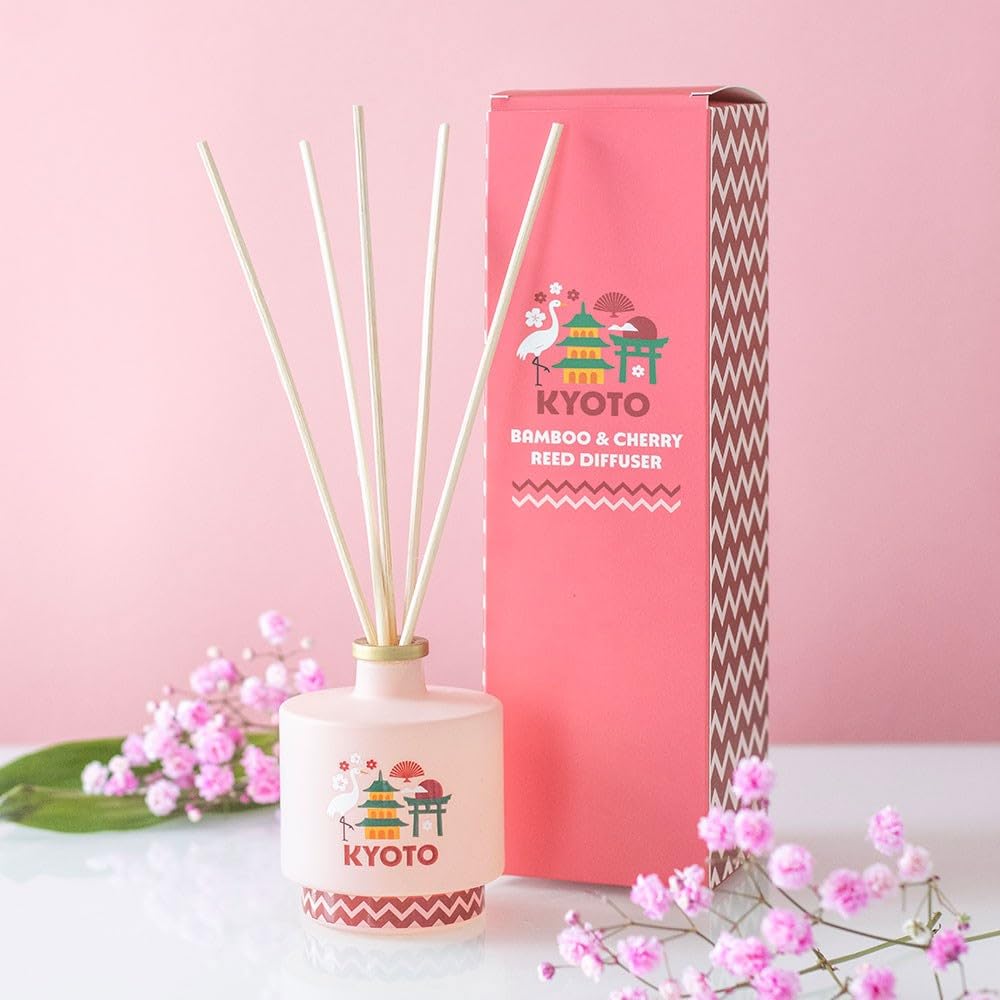 Kyoto Bamboo and Cherry Blossom Reed Diffuser, Home Fragrance, Travel-Inspired, 100ml