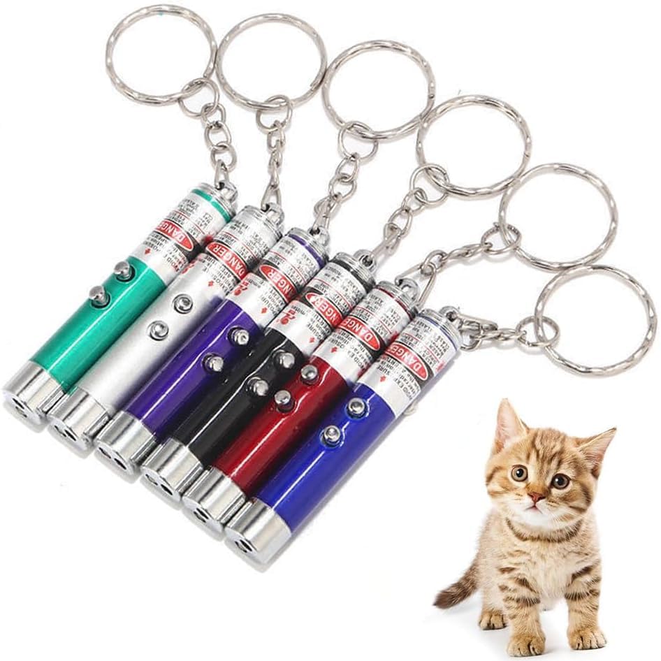 6 Stück LED Pointer Katzen Hund Spielzeug, Interaktives Fangspiel für Katzen, Taschenlampe Light Licht für Haustiere Trainingsgerät,...