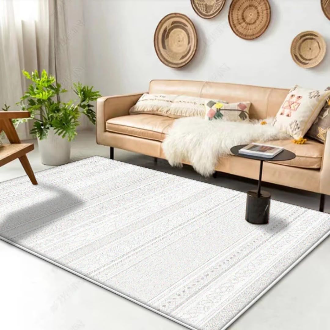 Tapis de sol géométrique 200x300cm en peluche fine sans peluches