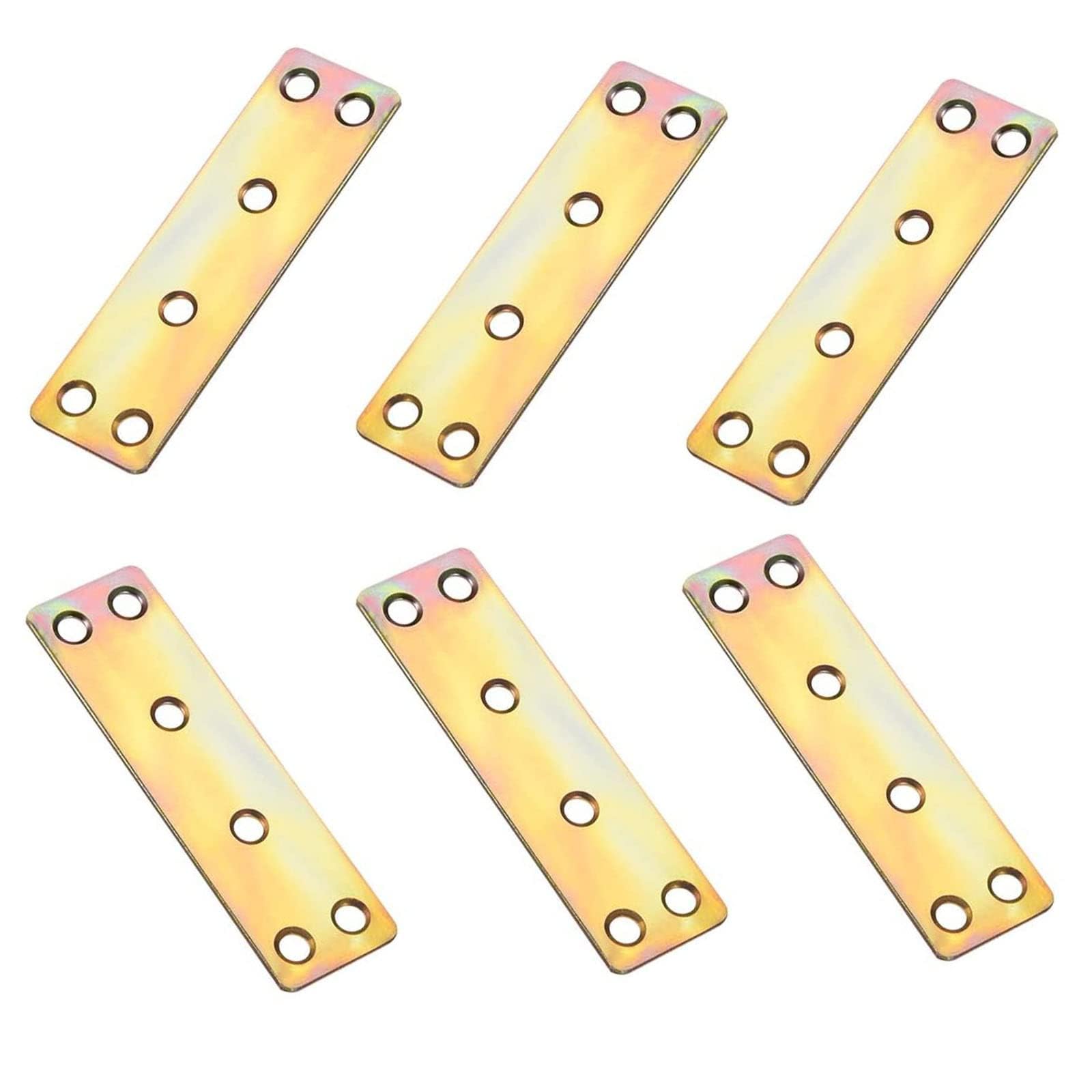 TOP-VIGOR 6Pcs Flat Fixing Mending Plates Six Mount Holes, Straight Brace Brackets Mending Repair for Wood Connector 81mmx23mmx1.6mm