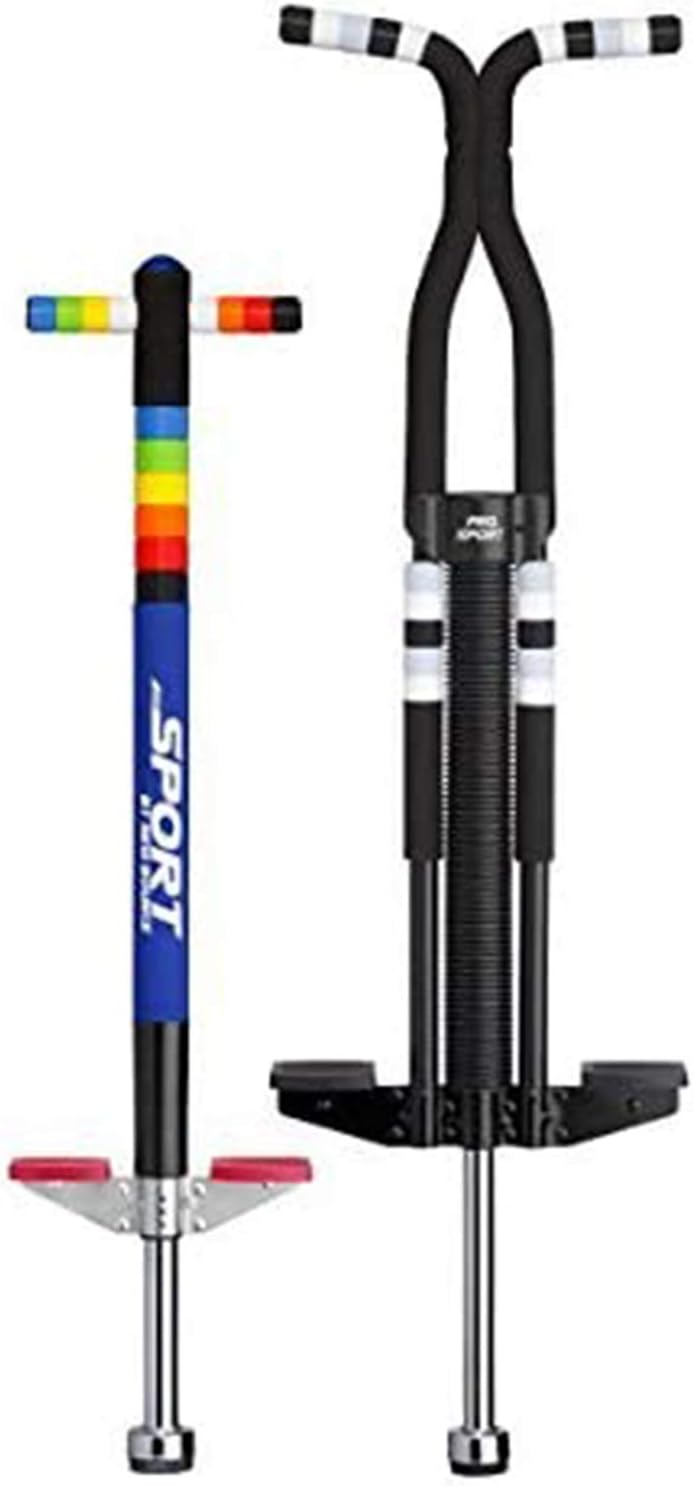 New Bounce Pogo Stick Set - Set of Two Ultimate Pogo Sticks W/Silicone Grips - Sport for Ages 5-9 and Pro Sport for Ages 9 and Up