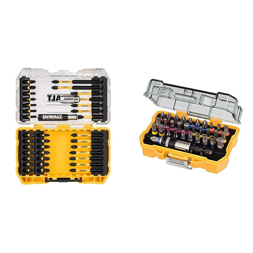 DEWALT Embout de Vissage en Coffret TOUGHCASE 37 Pièces pour Perceuse-Visseuse FLEXTORQ DT70731T-QZ & Coffret de 32 Embouts de Vissage de 25mm Robustes et Précis - Assortiment de 32 Embouts