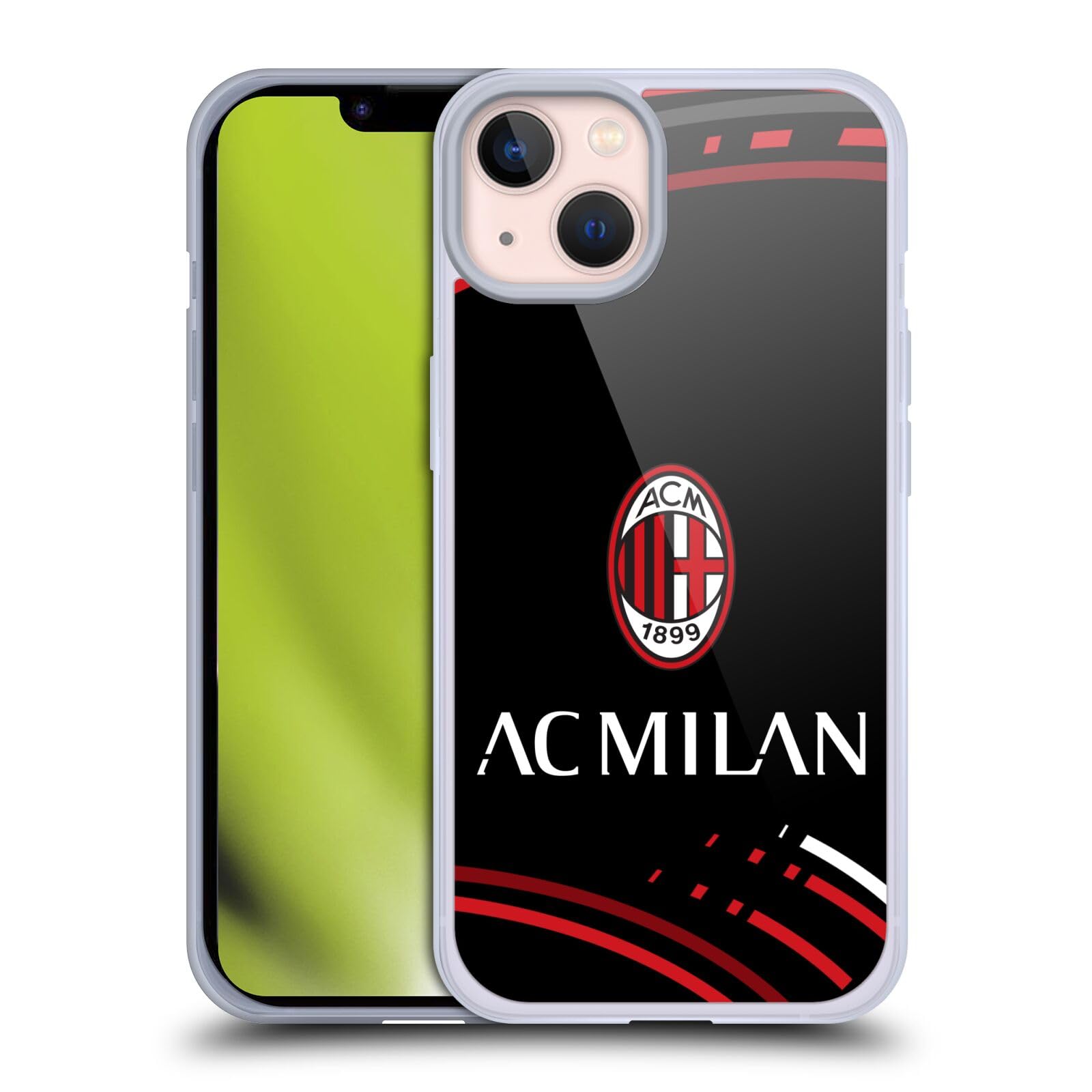 Head Case Designs Licenza Ufficiale AC Milan Curvato Modelli Cresta Custodia Cover in Morbido Gel Compatibile con Apple iPhone 13