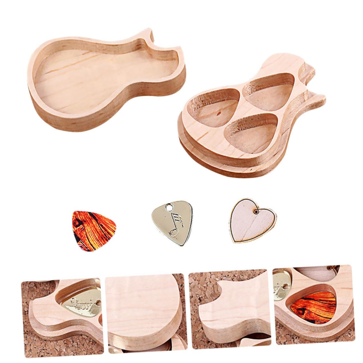 Abaodam 3sätze Gitarre Box Mit Gitarren-Picks Praktische Aufbewahrung Für Musiker Und Gitarristen Handgefertigt Hochwertigem Ahornholz Für Und Eigenen Gebrauch