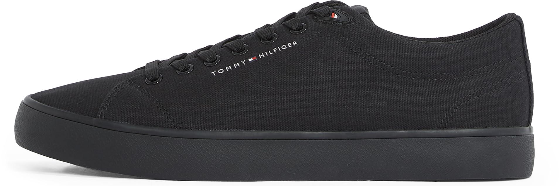 Tommy Hilfiger Men’s Core Canvas Low Top Vulcanised Trainers, Black (Black), 10.5