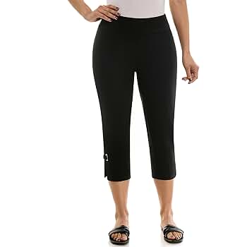 Zac & Rachel Women's Pull on Capri Pant with Ankle Loop