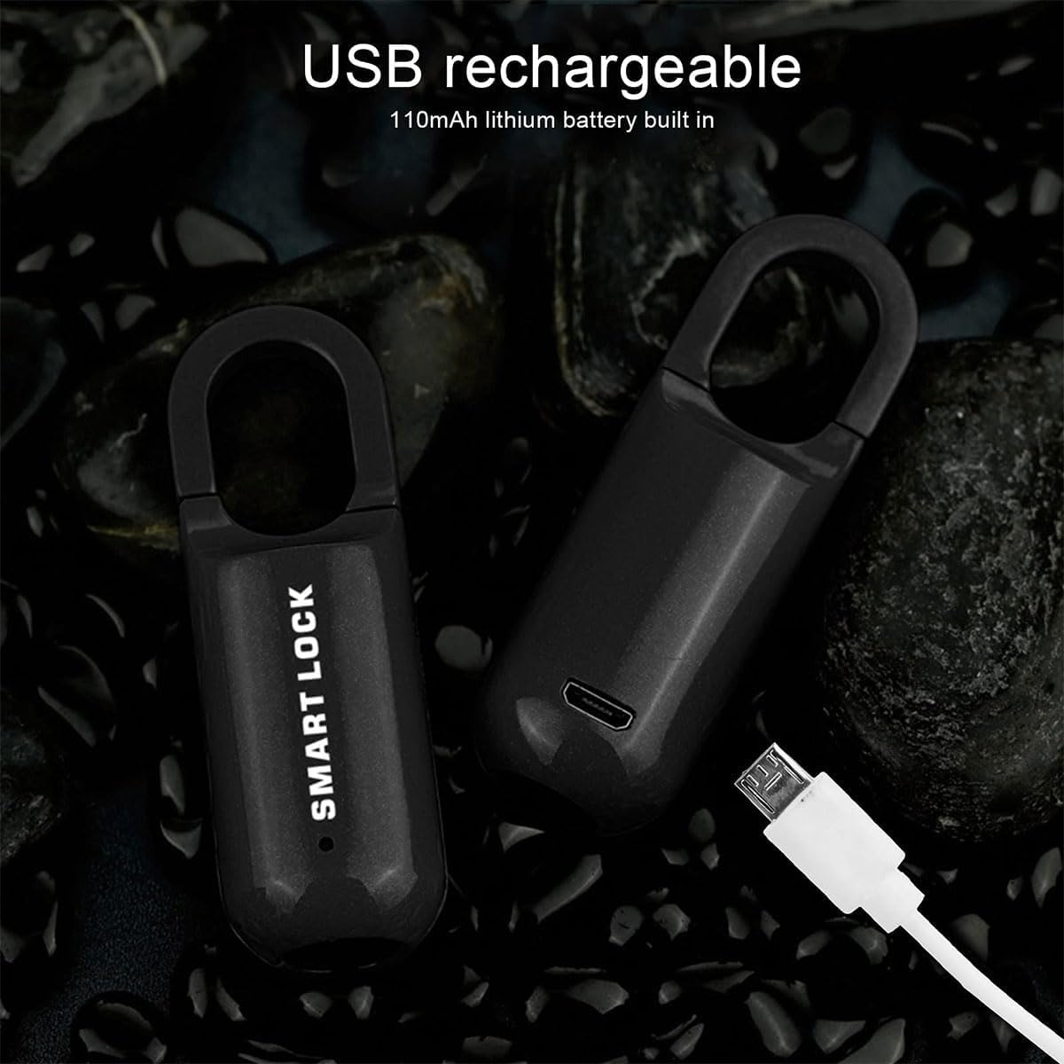 Candado Inteligente con Huella Dactilar: Cerradura Biométrica Sin Llave con Carga USB para Taquillas De Gimnasio De Alta Seguridad, Cobertizos, Trasteros, Equipaje Y Maletas. Black+Red