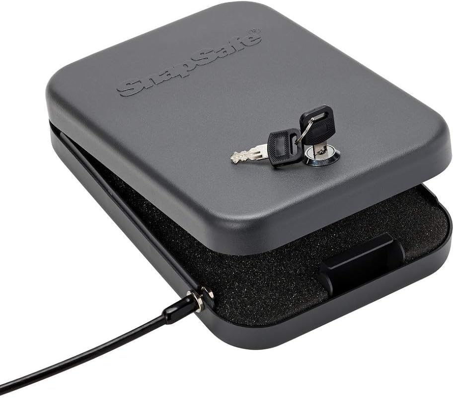 SnapSafe Portable Lock Box for Guns and Valuables – Includes Lock Box, 2 Keys and Patented Security Cable – An Ideal Car Gun Safe – XXL, Black, 11.5 x 8.5 x 2.5 Inches