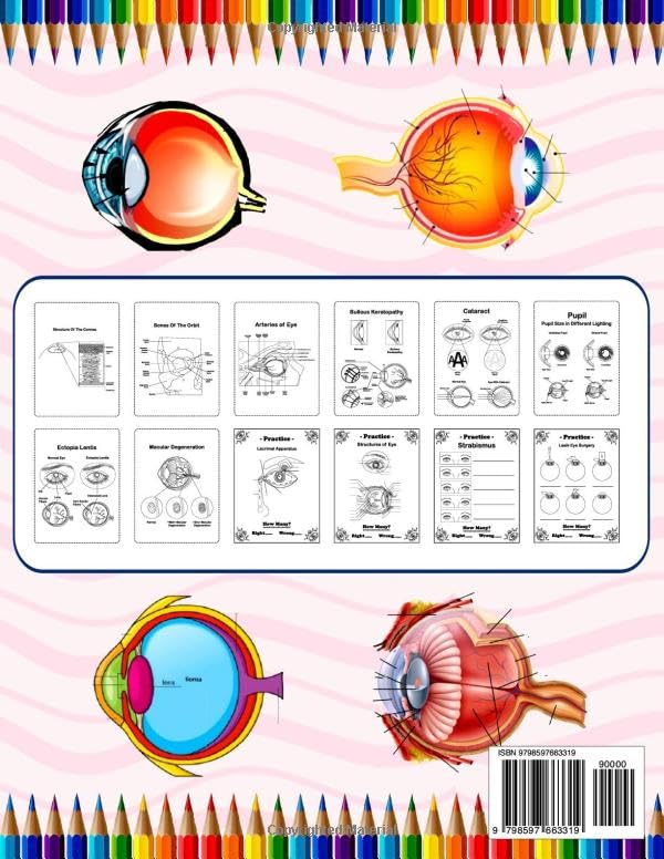 Image of Eye Anatomy Coloring Book: Human Eye Anatomy Student's Self-test Coloring Book for Ophthalmology Students | Perfect Gift for Medical School Students, ... Coloring Book for Kids Boys Girls Teens