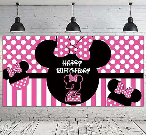 Miniatura 9 de Telón de fondo de cumpleaños de Minnie 1 suministros de fiesta de cumpleaños de Minnie 1 decoraciones de primer cumpleaños de Minnie 66 x 33 pies