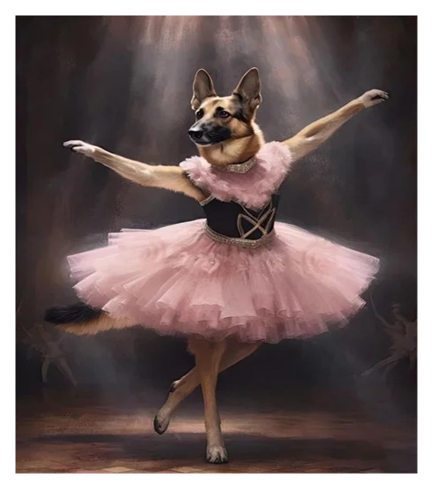 Posters et arts décoratifs avec affiche de chien mignon et toile murale 40x60cm de ballerine
