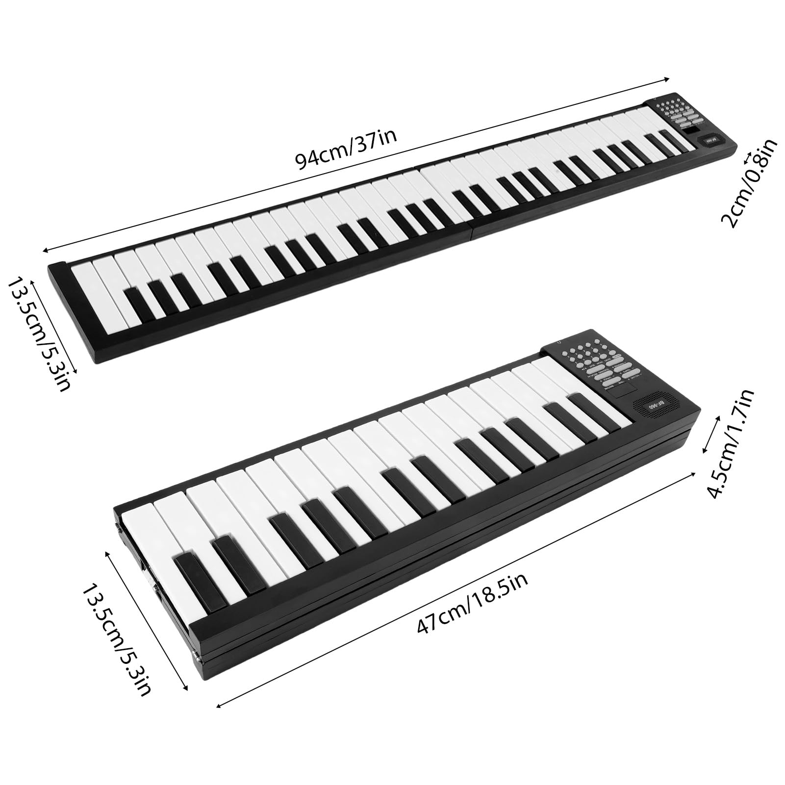 Karlak Pianoforte Digitale Portatile Pieghevole a 61 Tasti con Funzione Didattica per Principianti, Tastiera Elettronica Nera con Borsa, Cavo di Alimentazione USB, Display LED per Viaggi a Casa,