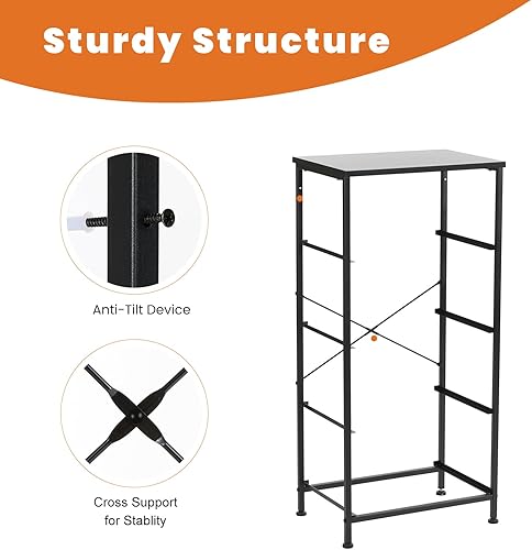 Vista 152 de DUMOS Cómoda para dormitorio, 4 cajones, organizador de cofres altos de tela, muebles de torre con marco de metal superior de madera para sala