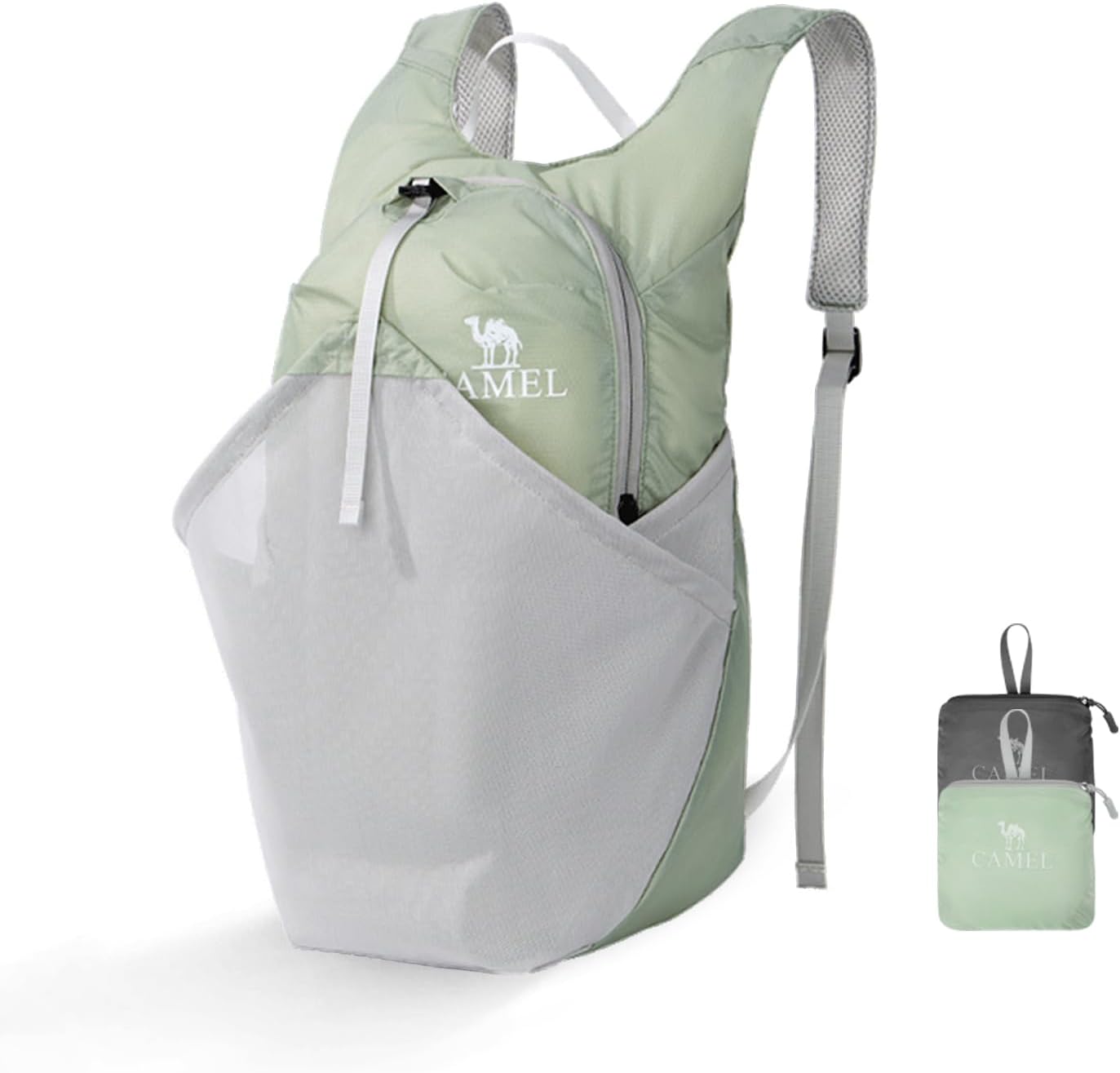 CAMEL CROWN Foldable Hiking Backpack Lightweight Travel Backpack Waterproof Small packable backpack Men's and Women's Green-15L