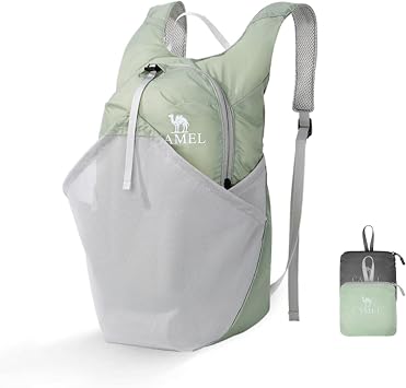 CAMEL CROWN Foldable Hiking Backpack Lightweight Travel Backpack Waterproof Small packable backpack Mens and Womens Green-15L