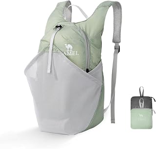 CAMEL CROWN Foldable Hiking Backpack Lightweight Travel Backpack Waterproof Small packable backpack Men's and Women's Green-15L