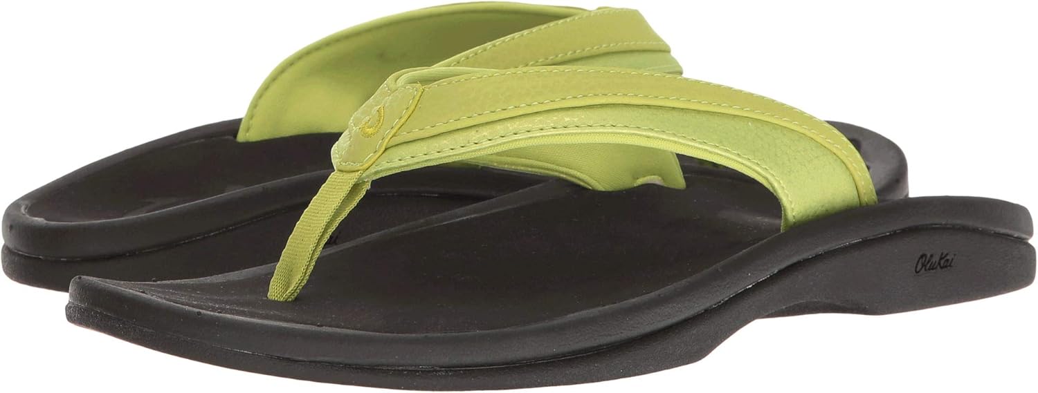 OLUKAI Women's Ohana Lemon Grass/Black Sandal 8 M US