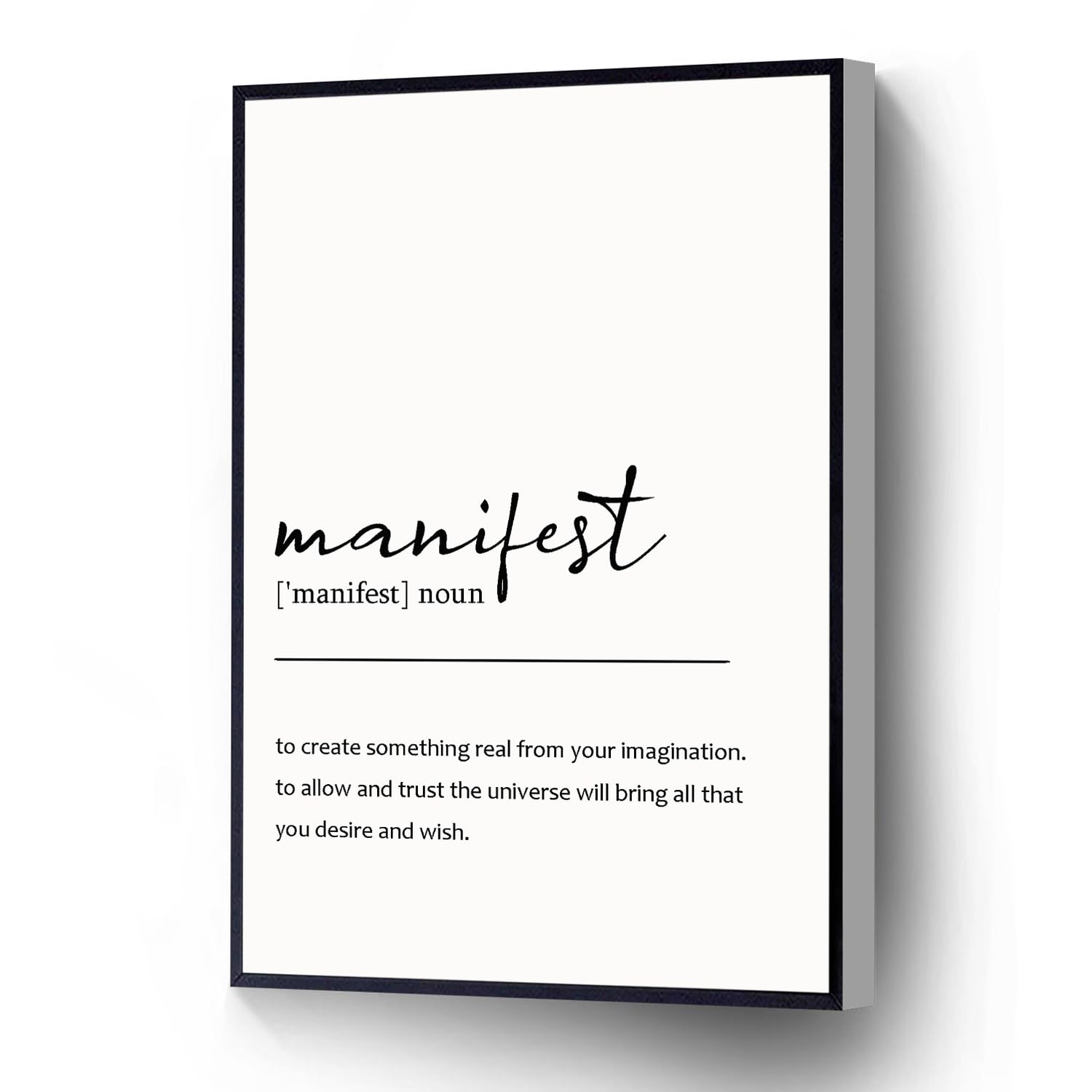 Manifest Definition Canvas Print Law Of Attraction Poster Motivational Wall Art Ready To Hang For Living Room Bedroom Office School Artwork Wall Decor(Wood Framed 8 X 10)