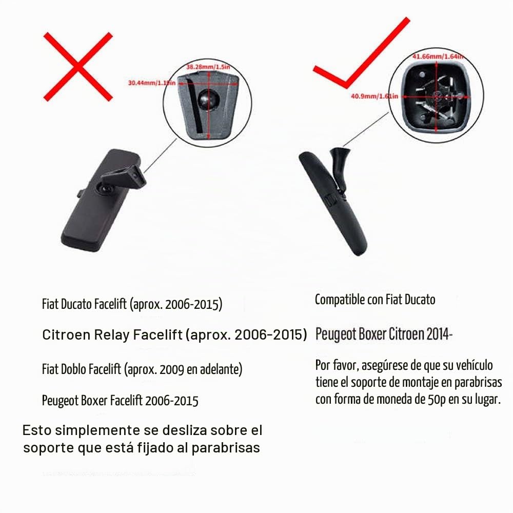 Espejo Retrovisor Interior de Coche Compatible con Fiat Ducato Citroen Relay Peugeot Boxer ab 2014 735585204