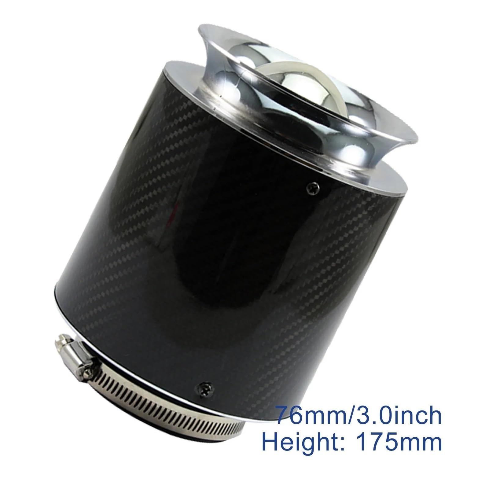 Shuogoufeng Store Filtr powietrza silnika samochodu do automatycznego zestawu chłodnego dolotu 76mm z włókna węglowego, sporty wyścigowe(175MM-Large)
