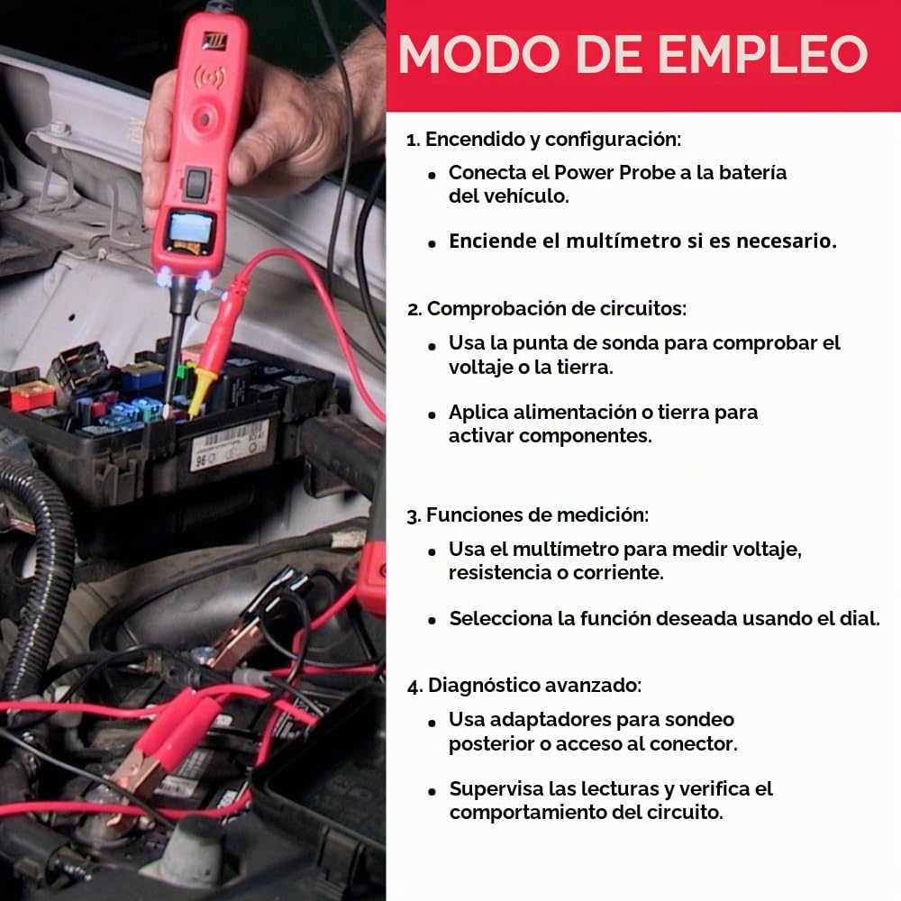 Power Probe PPROKIT01 Kit Comprobador de Circuitos Eléctricos para Automoción Incluye Power Probe 3 y Multímetro PPDMM Cat.IV y Accesorios