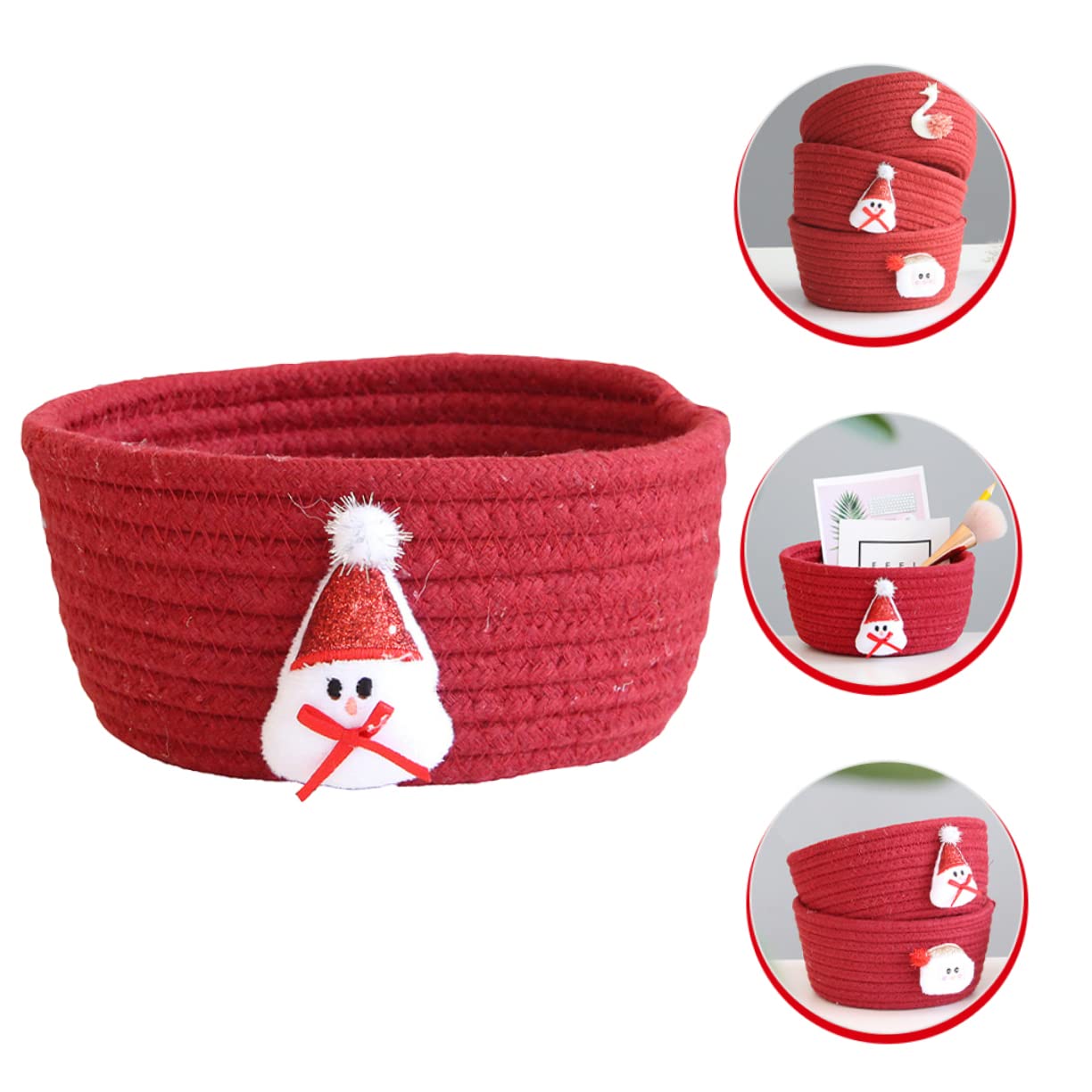 Cabilock 3piezas Cesta De Almacenamiento Decorativa De Algodón Diseño De para Navidad Organizador para Dulces Velas y Cosméticos para Decoración De Fiestas y Almacenaje El Hogar