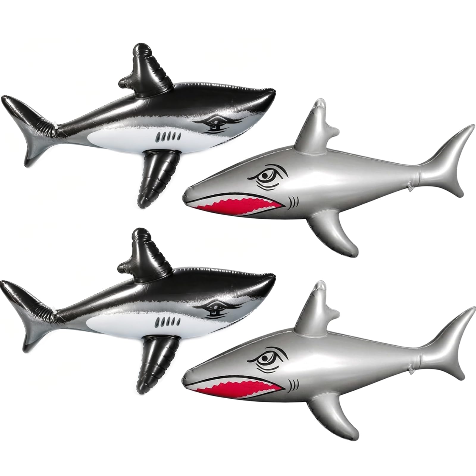 4 Pcs Inflatable Shark Pool Toys, 80cm Large Blow Up Sharks