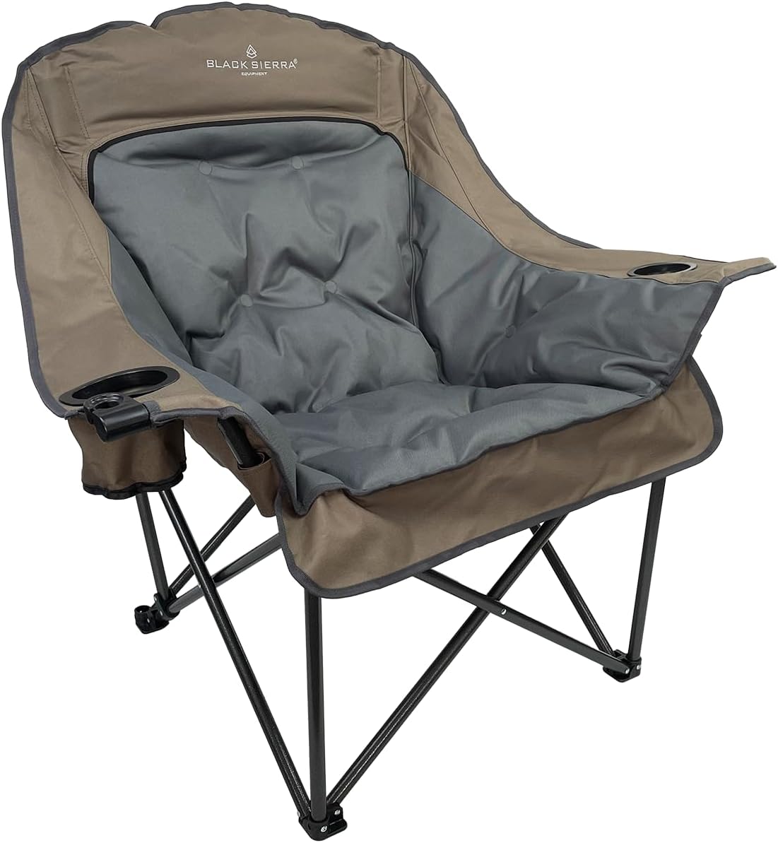 - Black Sierra Plush XL Padded Camping Chair for Adults, Oversized Heavy Duty Folding Seat Supports 400 lbs, Plush Comfort with Cup Holders & Carry Bag for Camping, Tailgating, Patio, RV