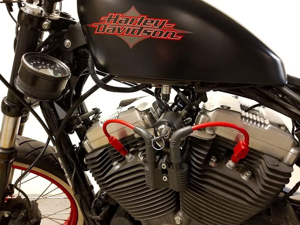 JBSporty ♧ Coil and Ignition Relocation Bracket w/Yellow Taylor Wires Compatible with Harley Davidson Sportster, Nightster, 72, 48 Iron Roadster 883 1200 ♤