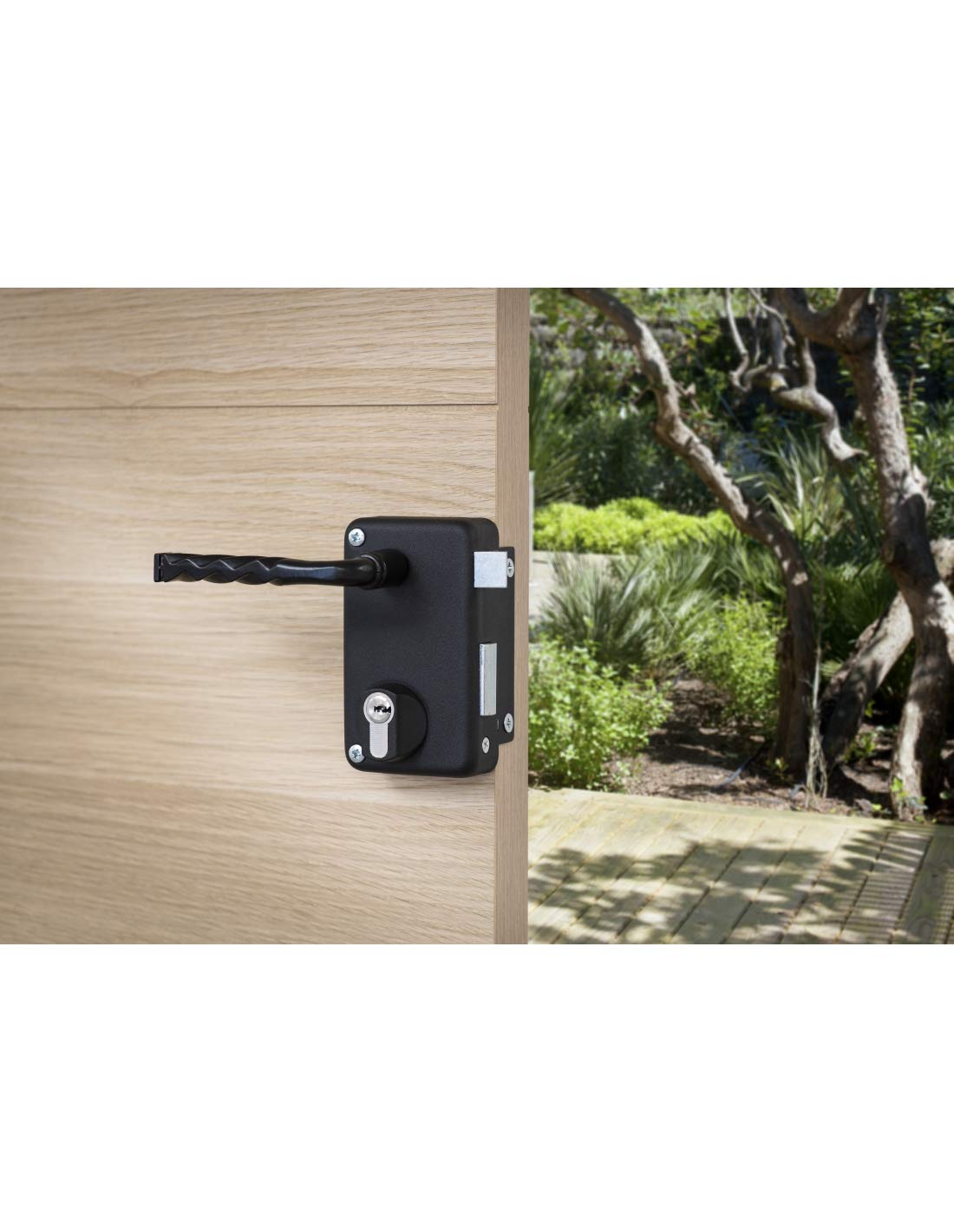 THIRARD - Boitier de Serrure Verticale en Applique Double Entrée à Fouillot - Droite - Axe 45 mm - 75 x 130 mm - Noir - Coffre et Gâche Acier Embouti - Mécanisme à 2 Tours