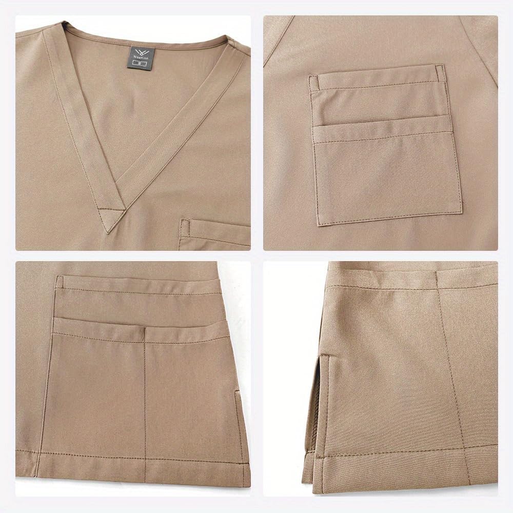 Straight Pants Quick-drying Solid Color Suit SPA Beauty Salon Work Clothes for Men and Women 2 Pieces