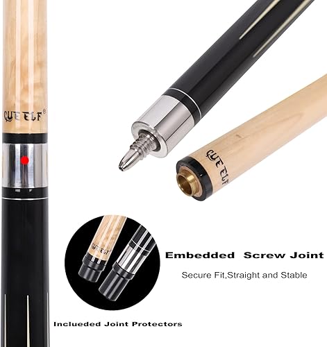 Miniatura 9 de CUEELF Taco de billar con eje de desviación baja con estuche rígido de 1 x 1, palos de billar profesionales con puntas de 0.512 in, juego de palos