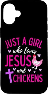 Just A Girl Who Loves Jesus and Chickens Christian Cute Case for iPhone 16 Plus