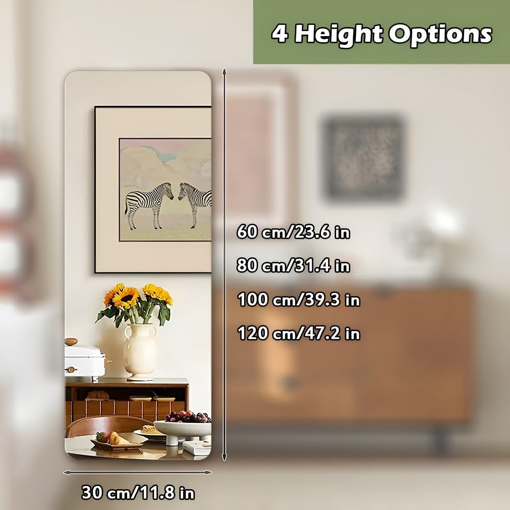 Specchio da Parete Senza Cornice 60x30cm 100x30cm Lo Specchio Rettangolare a Figura Intera Può Essere Installato Verticalmente o Orizzontalmente(120cm L X 30CM W)