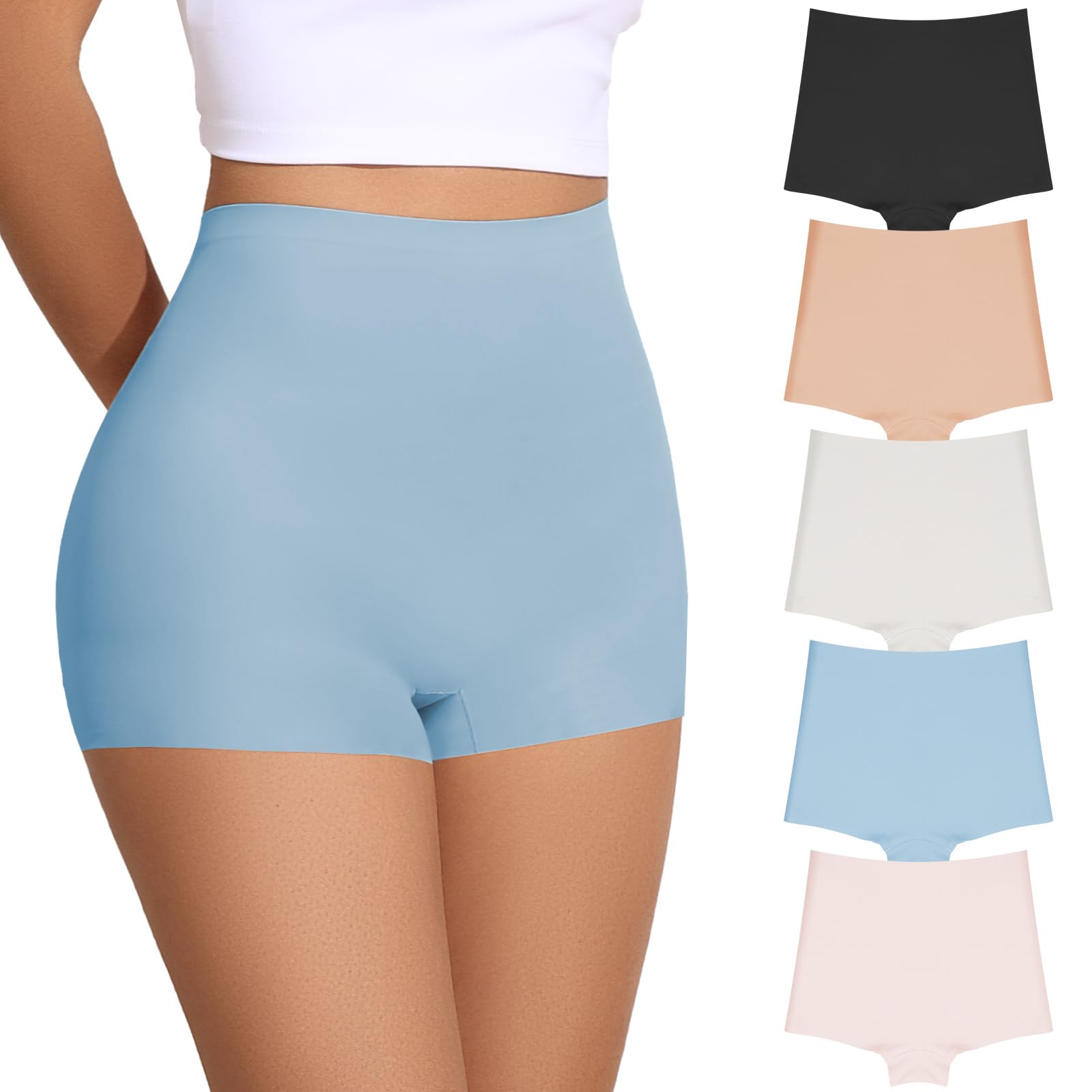 No Show Boy Shorts Underwear for Women Seamless Panties Boxer Briefs Pack-image-33