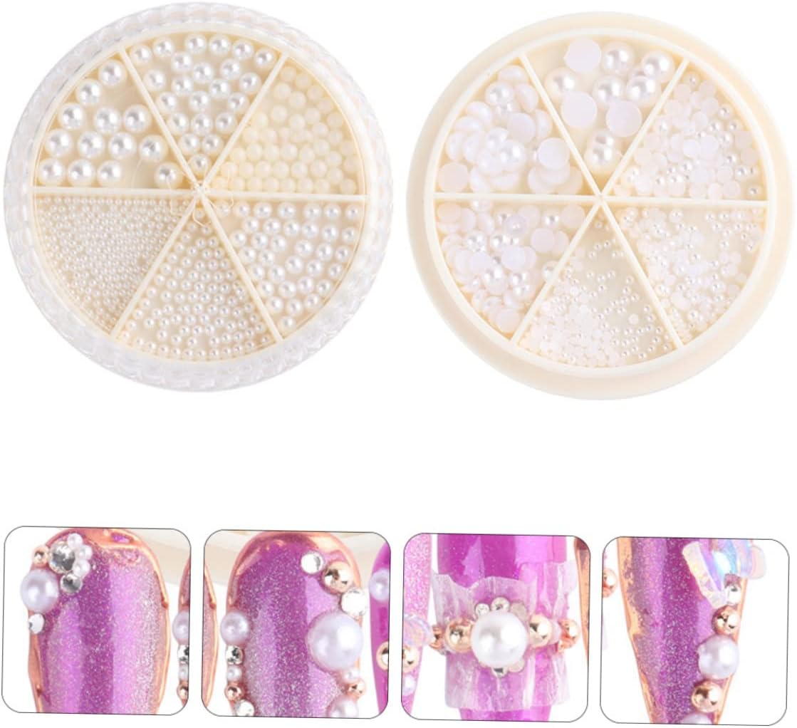 2pcs Pearl Nail Art Decoration Set Mixed Size Imitation Pearl Beads for DIY Manicures for Nail Design and Craft Projects