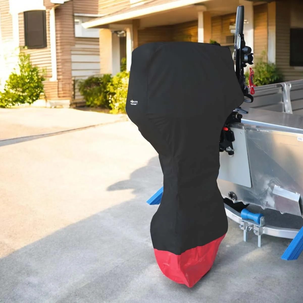 Oceansouth Universal-Vollabdeckung für Außenbordmotoren – 9,9–30 PS, Schwarz, Atlas Marine-Polyester 340 g/m², Wasserabweisend, UV-beständig, Reißverschluss mit Kordelzug