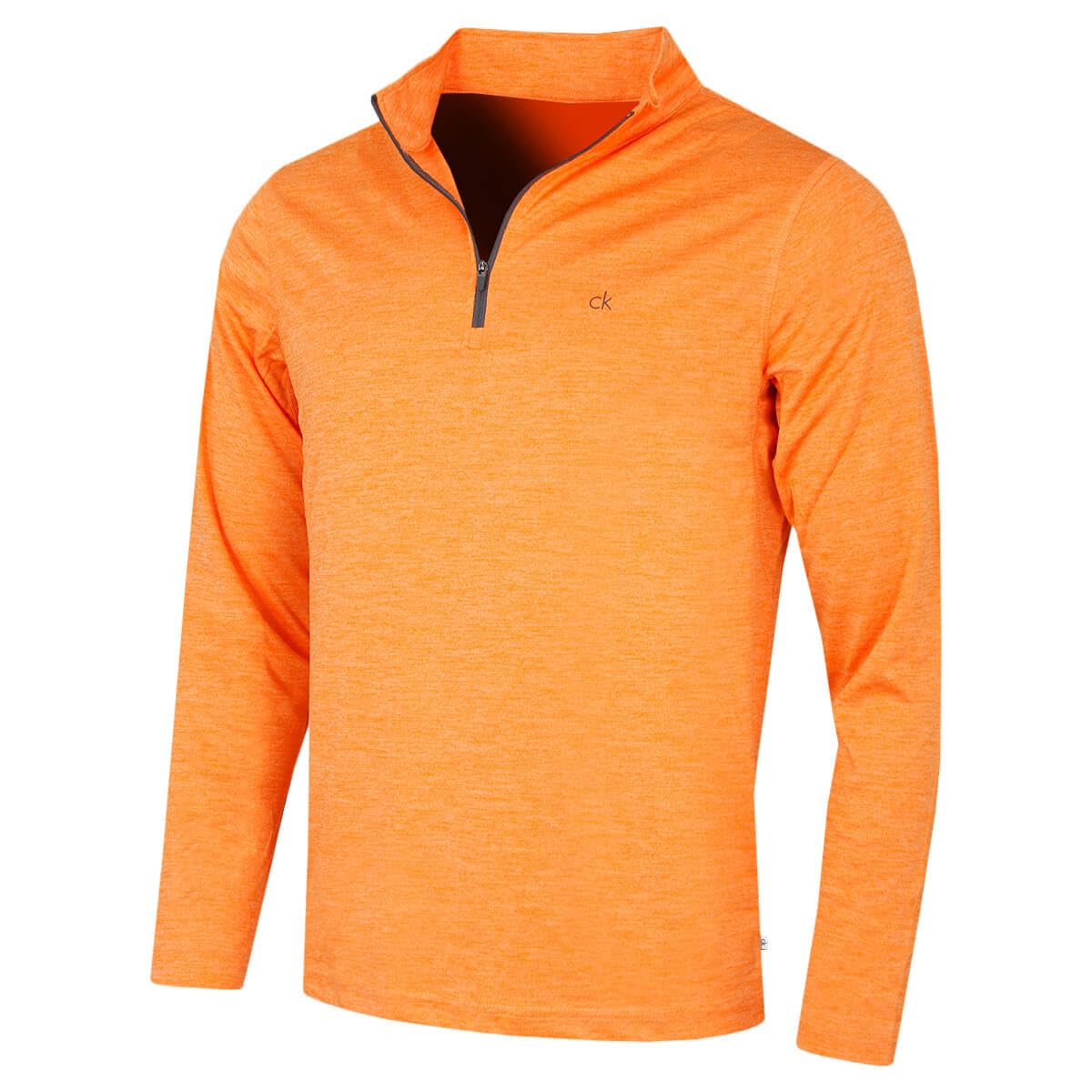 Calvin Klein Mens Harlem 1/4 Zip Pullover - Orange Marl - 3XL