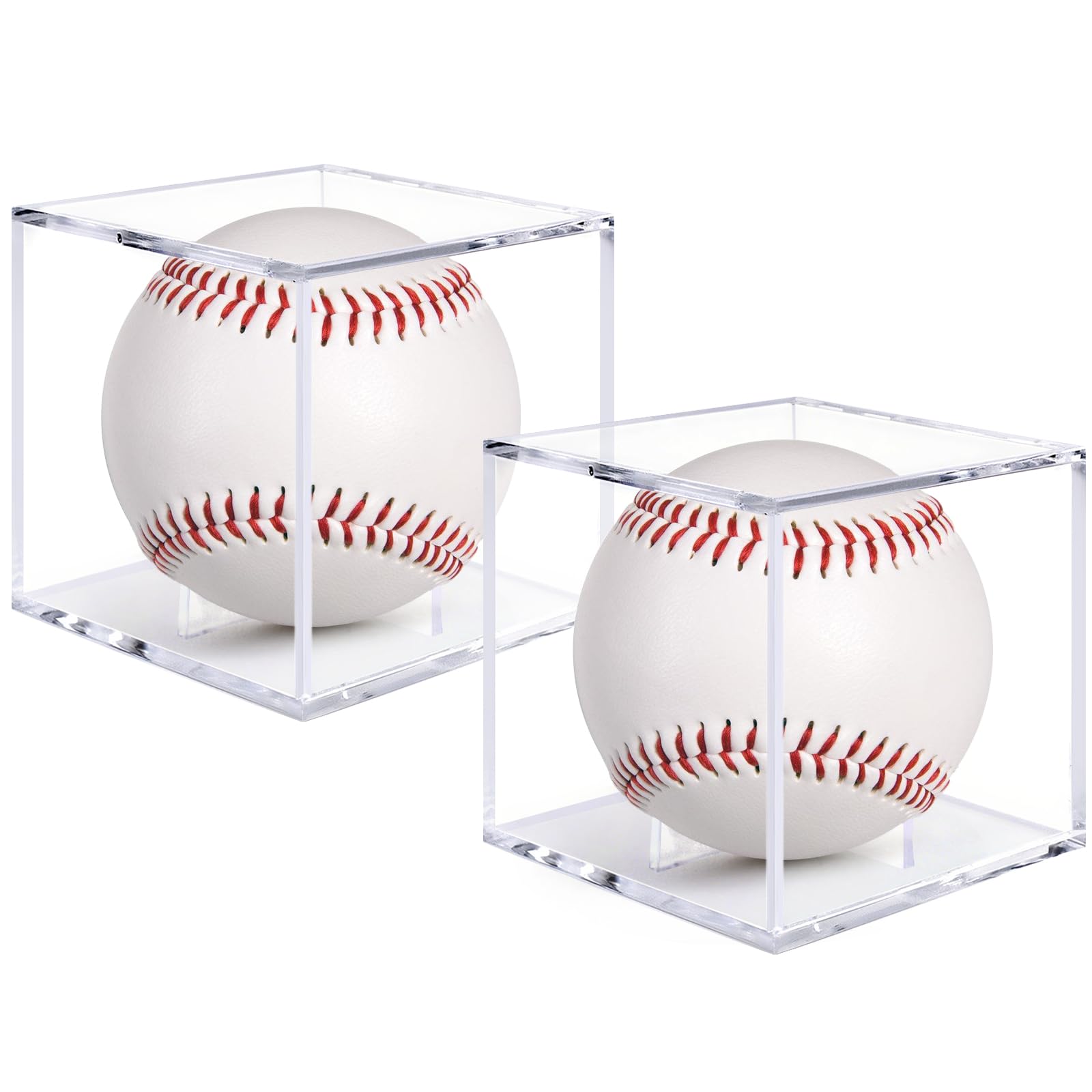 Guirnd 2 Pack Baseball Display Case, UV Protected Acrylic Baseball Holder Display case, Cube Memorabilia Autograph Ball Protector Boxes for Official