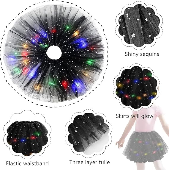 Girl Tutu Skirts, 2-8 Years Baby Girls Light Up LED Tutu Skirt Magic Light Princess LED Dancing Skirt Tulle Ballet3