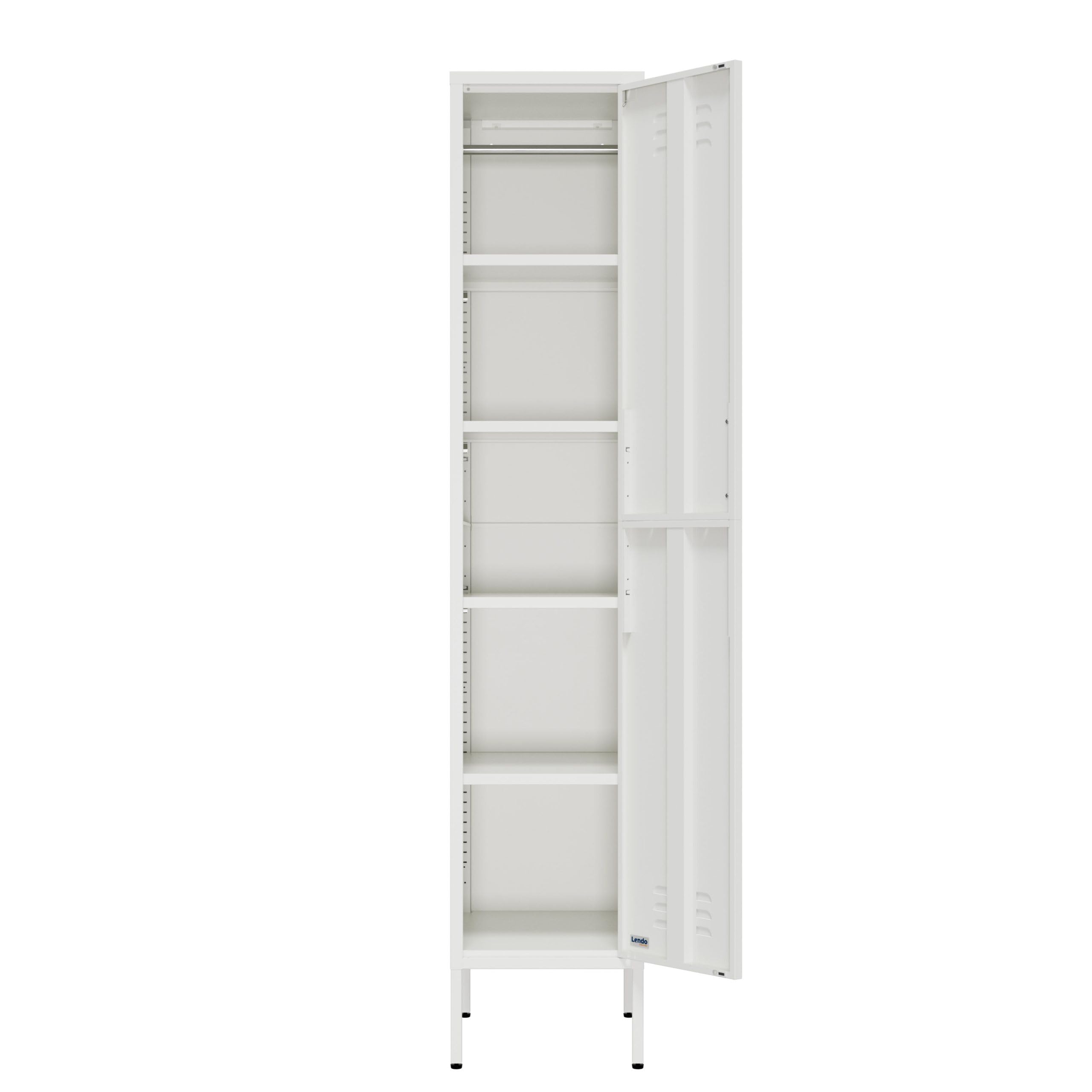 Metallschrank – Garderobenschrank aus Stahl mit verstellbaren Einlegeböden – Industrieller Aufbewahrungsschrank – 35x50x180 cm / 90x50x180 cm – Aktenschrank (Weiß, 35x50x180cm)