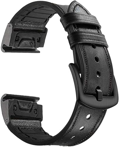 OTOPO Correa deportiva híbrida compatible con Garmin Fenix 5X5X Plus, de 1.024 in, de ajuste rápido, correa deportiva híbrida de cuero vintage a