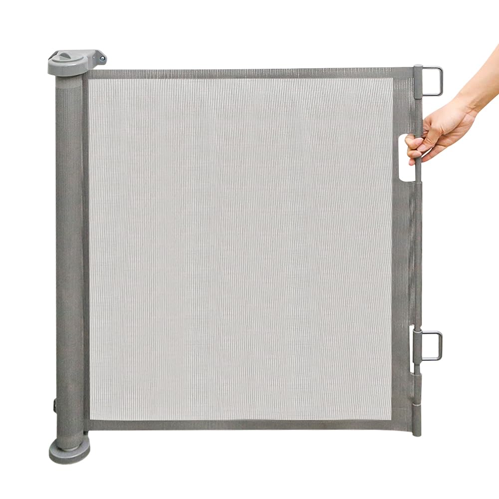 Barrera de seguridad retráctil, escalera para bebés infantiles, 0-180 cm, barrera retráctil infantil, barrera de seguridad enrollable para escaleras, corredor, interior y exterior