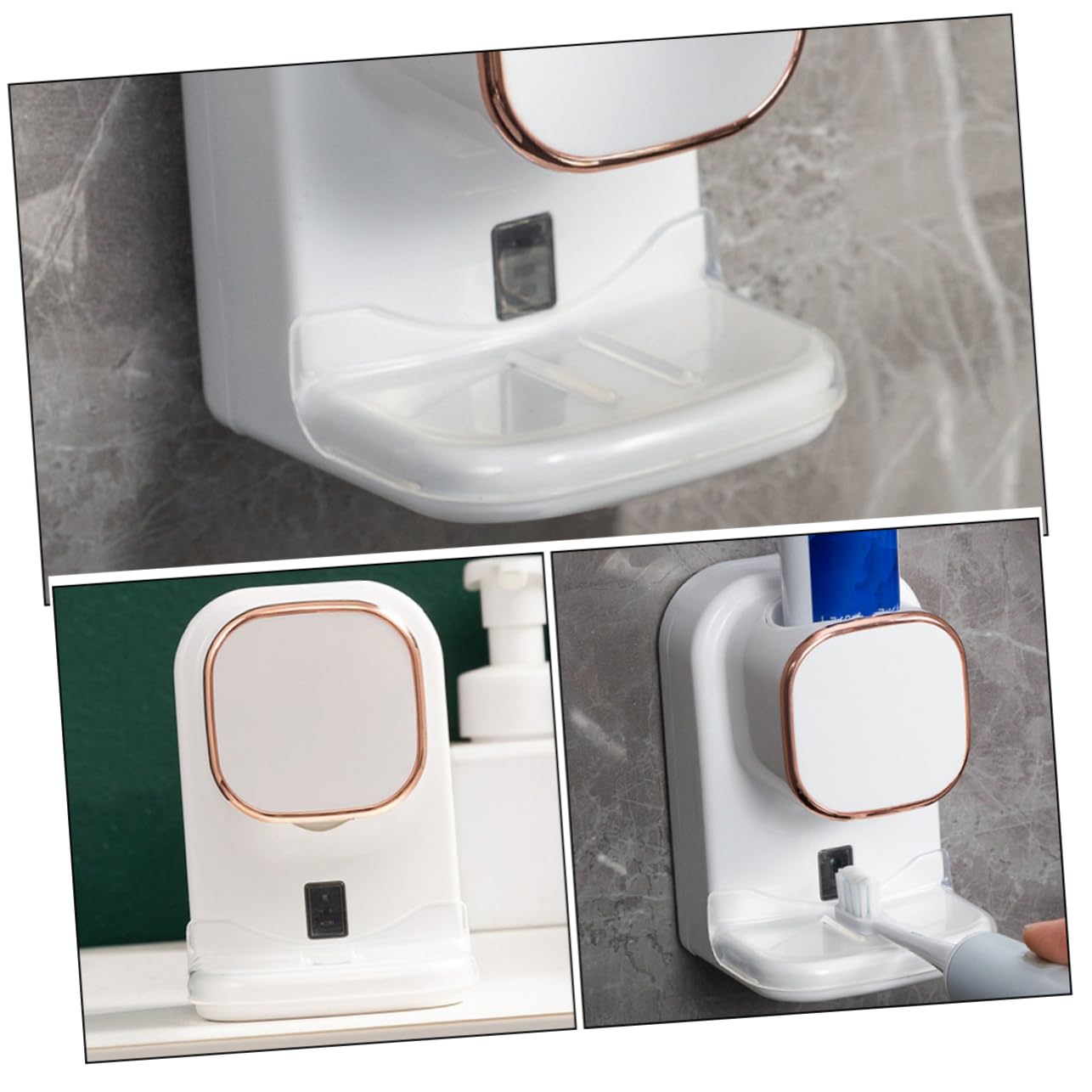 IMIKEYA Distributeur De Dentifrice Mural Électrique Avec Presse-tube Intégré Outil Pratique Pour Presser Le Dentifrice Support Mural Pour Salle De Bain