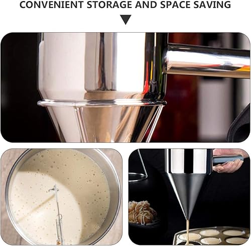 Miniatura 6 de DOITOOL - Dispensador de embudo de acero inoxidable con soporte, dispensador de embudo para hornear Takoyaki, panqueque y magdalena, bola de pulpo